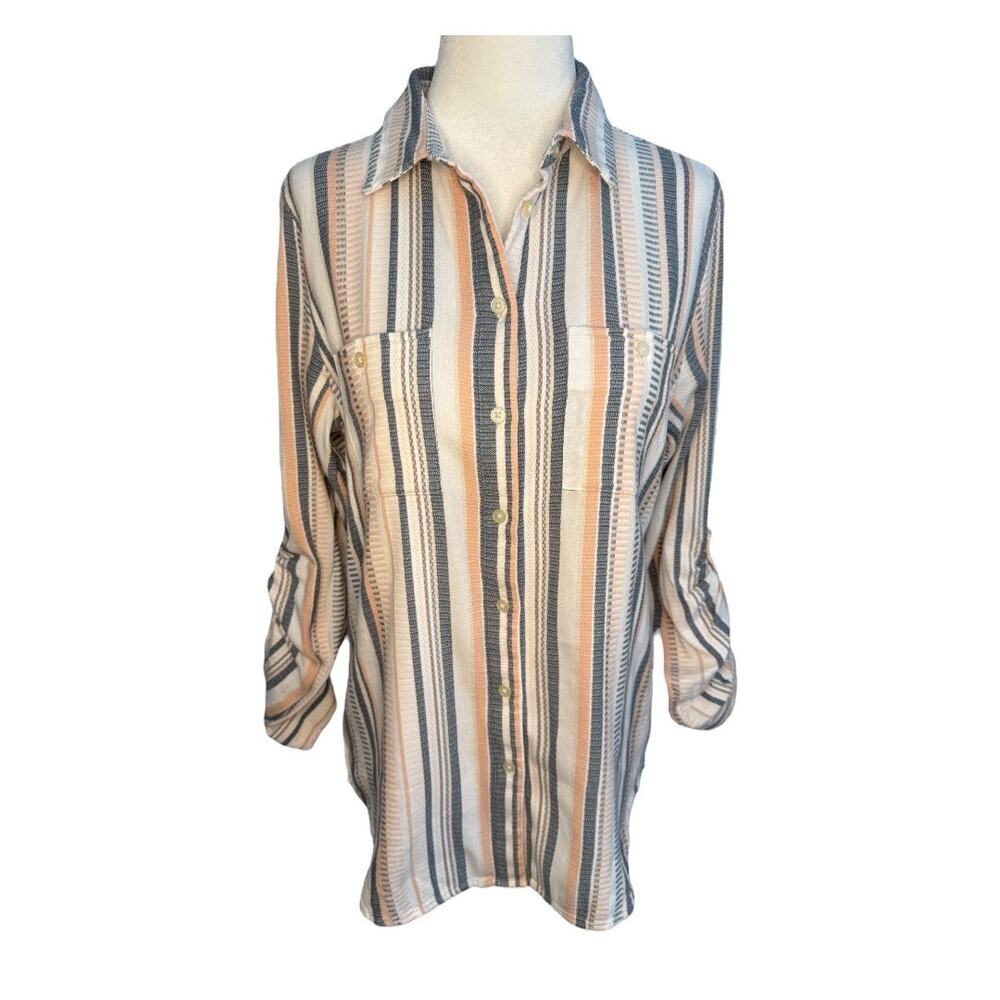 LOFT Women's Striped Button-Up Shirt Size Small Multicolor Long Sleeve